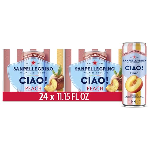 Sanpellegrino CIAO! Peach Sparkling Water, Low-Cal, 0g Added Sugar, 24-Pack
