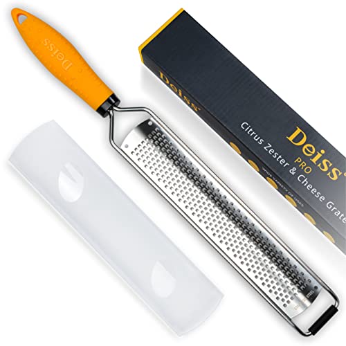 Deiss PRO Lemon Zester & Heavy Duty Cheese Grater & Vegetable Grater - Parmesan Cheese Lemon, Garlic, Nutmeg, Chocolate,