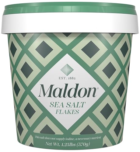 Maldon Salt, Sea Salt Flakes, 20 oz (570 g), Resealable Tub – Kosher, Natural, Unique Gourmet Pyramid Shaped Salt Flakes