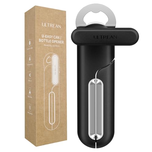 Ultrean Can Opener Manual, Heavy Duty Stainless Steel Smooth Edge Can Opener with Ergonomic Handles and Oversized Easy T