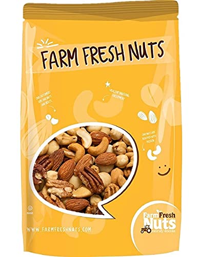 Deluxe Mixed Nuts Raw Natural Unsalted (No Shell) - Compares To Organic Almonds, Walnuts, Cashews, Filberts & Pecans Mix