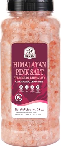 52USA Himalayan Pink Salt, Coarse Grain, 39 oz (2.4 LB), Pink Himalayan Sea Salt, Kosher Salt, Sea Salt for Grinder Refi