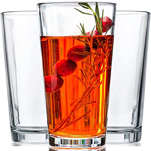 Drinking Glasses - Set of 10-16oz. Margarita Glass Cups - Dishwasher Safe Cocktail Clear Heavy Base Tall Beer Glasses, W