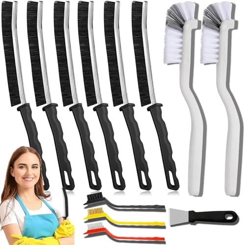Crevice Cleaning Brush 12-Pack - Heavy Duty Hard Bristle Gap Brush for Deep Cleaning - Ultra-Thin Window Track Cleaning 