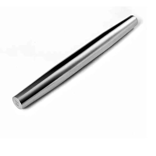 Cyoufine 12.8-inch Stainless Steel Rolling Pin for Baking, French Smooth Metal Rolling Pin Kitchen Dough Roller for Fond