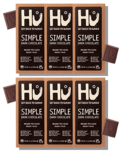 Hu Chocolate Bars | 6 Pack Simple Chocolate | Natural Organic Vegan, Gluten Free, Paleo, Non GMO, Fair Trade Dark Chocol