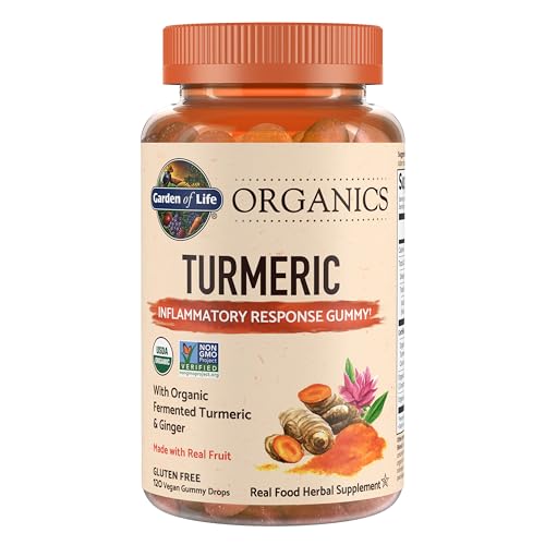Garden of Life Organics Turmeric Inflammatory Response Gummies with Ginger Root, Black Pepper & Curcumin – Turmeric Gumm