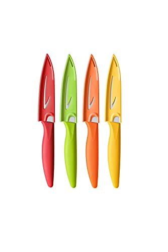 VITUER Paring knife, 4PCS Paring knives (4 Knives and 4 Knife cover), 4 Inch Peeling Fruit and Vegetable Knife, Ultra Sh