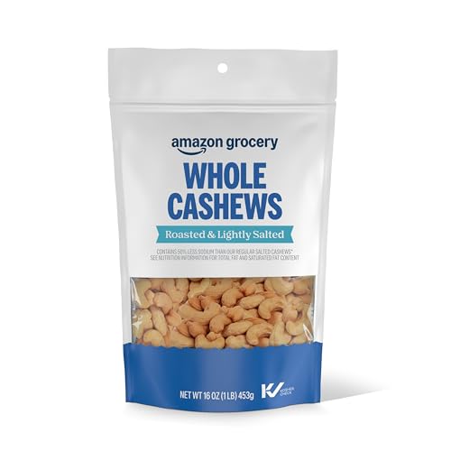 Amazon Grocery, Whole Cashews, Roasted & Lightly Salted, 16 Oz (Previously Happy Belly, Packaging May Vary)