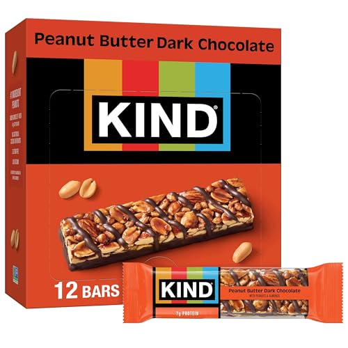 KIND Healthy Snacks Bars, Peanut Butter Dark Chocolate, Gluten Free, Low Sodium Snacks, 7g Protein, 12 Count
