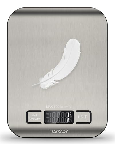 Tcsxady Food Scale, 11lb Digital Kitchen Scale with 6 Units LCD Display and Tare Function,Compact Design for Baking,Heal