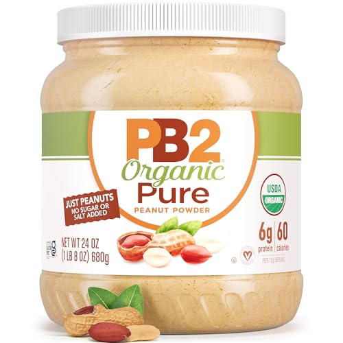 PB2 Pure Organic Powdered Peanut Butter | Pure, USDA Organic Certified, Non-GMO Peanuts with No Salt, No Sugar | Vegan, 