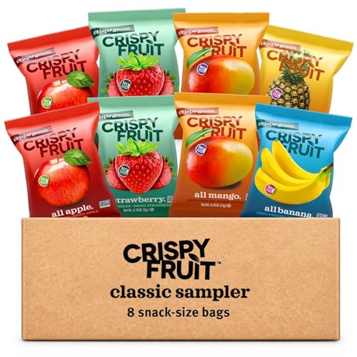 Crispy Green Classic Sampler (Pack of 8), No Added Sugar, Freeze-Dried Fruit Variety Pack, Single-Serve Bags Trial & Dis