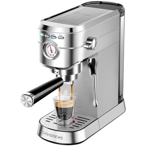 CASABREWS CM5418 Espresso Machine 20 Bar, Compact Espresso Maker with Steam Milk Frother, Stainless Steel Coffee Machine
