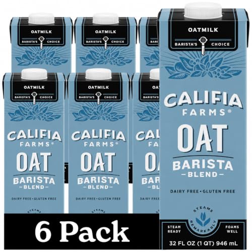 Califia Farms - Oat Barista Blend Oat Milk, 32 Oz (Pack of 6), Shelf Stable, Dairy Free, Plant Based, Vegan, Gluten Free