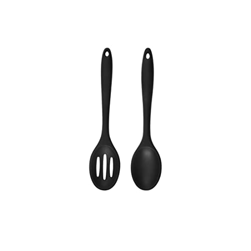 2 Pack Nonstick Silicone Slotted Spoons,High Heat Resistant Serving Cooking Baking Spoons Ladle Set for Stirring, Mixing