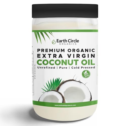 Earth Circle Organics Premium Ultra Pure Extra Virgin Organic Coconut Oil, Cold Pressed, Baking, Smoothies, Skin & Hair 