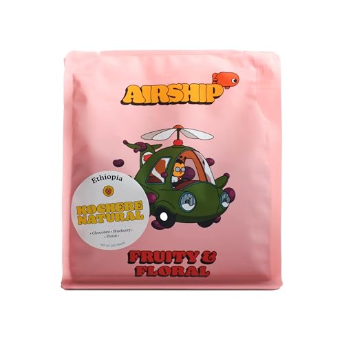 Airship Coffee Kochere Natural Ethiopia Single Origin Whole Bean Coffee, 250g, Flavor Notes of Floral, Chocolate, and Bl