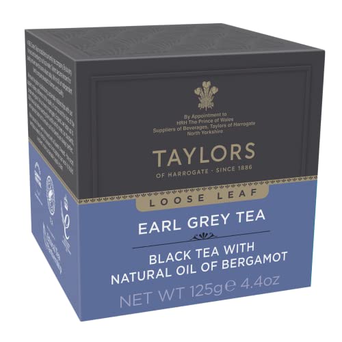 Taylors of Harrogate Earl Grey, Loose Leaf, 4.41 Ounce Carton (Pack of 1), Fragrant, Delicate & Light, Caffeinated, Prem