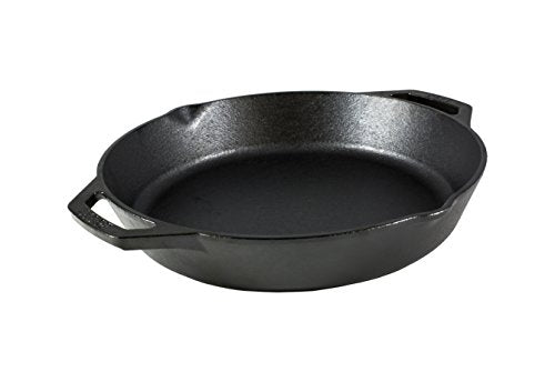 Lodge Seasoned Cast Iron Dual Handle Pan 12 Inch - Cast Iron Frying Pan - Even Heat Distribution - Oven & Stovetop Safe 
