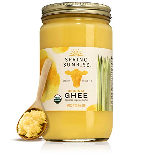 Spring Sunrise Grass Fed Organic Ghee - USDA Certified Clarified Butter - Keto & Paleo Friendly, Non-GMO, Gluten & Casei