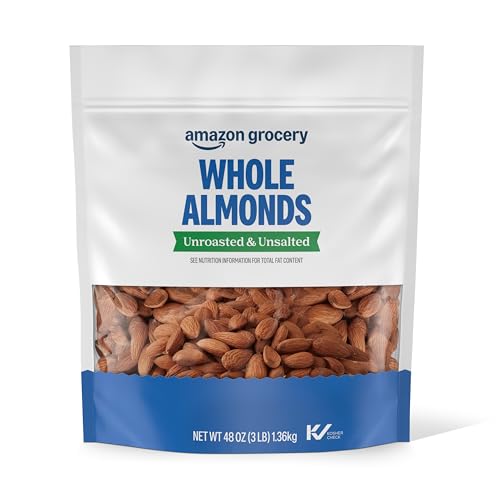 Amazon Grocery, Whole Almonds, Unroasted & Unsalted, 48 Oz (Previously Happy Belly, Packaging May Vary)