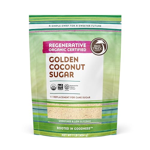 Big Tree Farms Organic Golden Coconut Sugar - Coconut Palm Sugar, Unrefined, Fine Crystals, Cane Sugar Replacement, Coco