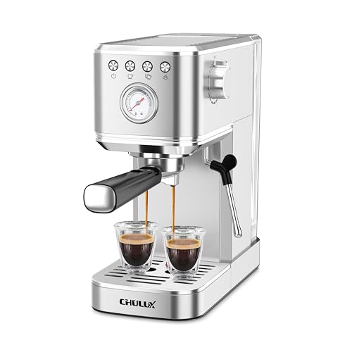 CHULUX Slim Espresso Machine with Milk Frother, 20 Bar Professional Italian Pump Espresso Coffee Machine for Home Cappuc