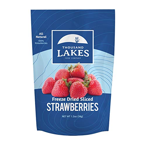Thousand Lakes Freeze Dried Fruit - Strawberries 1.2 ounces | No Sugar Added | 100% Sliced Strawberries