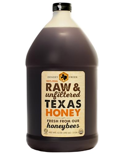 Desert Creek Honey - 100% Unfiltered, Pure, Raw Honey from Texas - Natural Sugar Substitute - One Gallon of Bulk Unproce