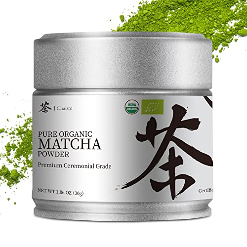 Chaism Ceremonial Grade Matcha Green Tea Powder - Premium First Harvest USDA Organic Gluten-Free Vegan, 100% Pure Unswee