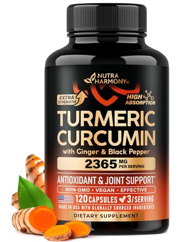 Turmeric Curcumin Supplement 2365 mg - Turmeric with Ginger & Black Pepper - Highly Bioavailable & Extra Strength 95% Cu