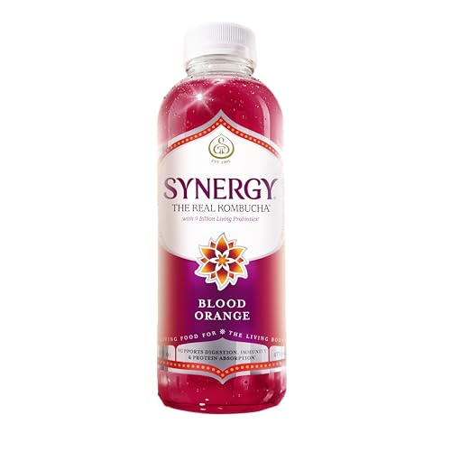 SYNERGY The Real Kombucha - Blood Orange - 16 fl oz Bottle - Raw Probiotic Drink for Gut Health and Immune Support