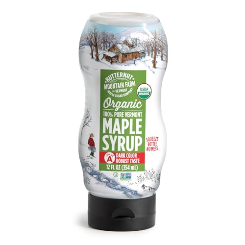 Butternut Mountain Farm 100% Pure Organic Maple Syrup From Vermont, Grade A (Prev. Grade B), Dark Color, Robust Taste, A