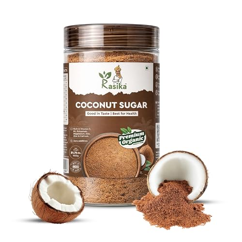 Rasika Organic Coconut Sugar – Natural, Unrefined, Low Glycemic Sweetener for Baking, Cooking & Beverages | Vegan, Glute
