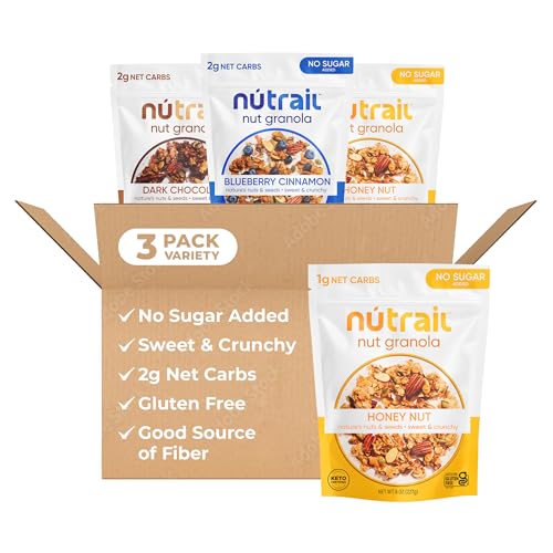 NuTrail Nut Granola Cereal, Variety Pack, No Sugar Added, Keto, Low Carb, Gluten Free, Grain Free, Healthy Breakfast 8 o
