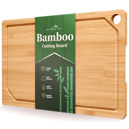 Kitsure Bamboo Cutting Board for Chopping & Serving, Large, Natural