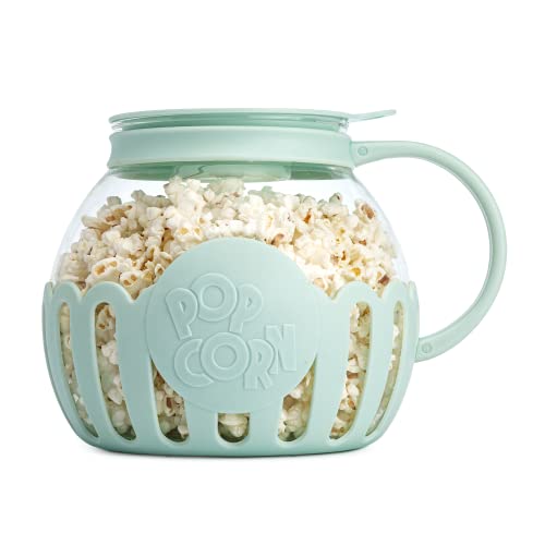 Ecolution Patented Micro-Pop Microwave Popcorn Popper with Temperature Safe Glass, 3-in-1 Lid Measures Kernels and Melts