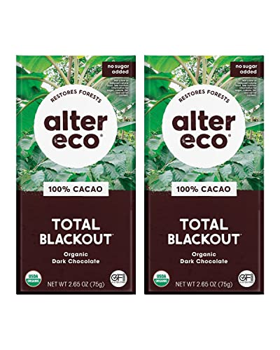 Alter Eco | Dark Chocolate Bars | Pure Dark Cocoa, Fair Trade, Organic, Non-GMO, Gluten Free (2-Pack Total Blackout)