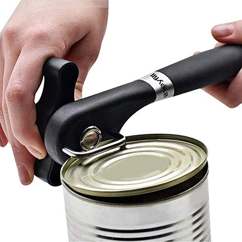 Safety Manual Can Tin Opener,Stainless Steel Ergonomic Anti Slip Design with Smooth Edge Side Cut No Sharp Cuts Can Open