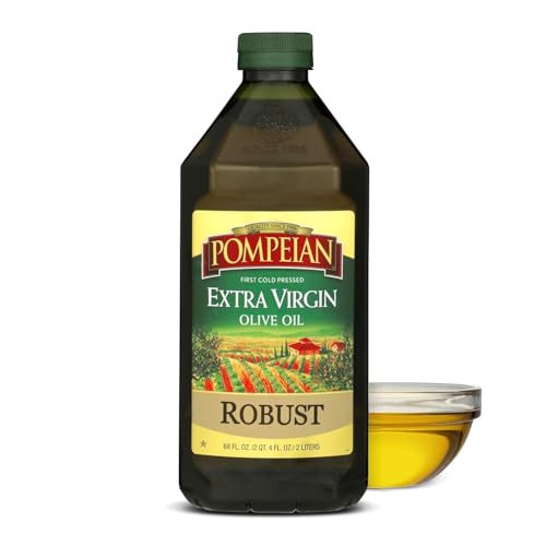 Pompeian Robust Extra Virgin Olive Oil - 68 Fl Oz - First Cold Pressed Olive Oil for Cooking - Full-Bodied Taste for Dre