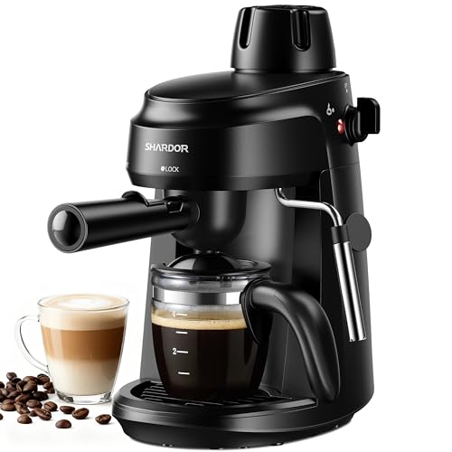 SHARDOR 3.5 Bar Espresso Machine, Compact Expresso Coffee Machines for Home, 4-Cup Espresso Maker with Milk Frother for 