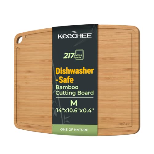 Keechee Dishwasher Safe Bamboo Cutting Board, Lightweight & Durable Wood Cutting Board, Reversible with Juice Groove, Ea
