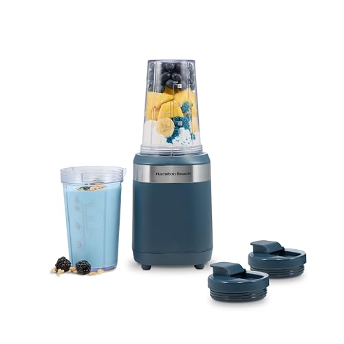 Hamilton Beach Personal Blender for Smoothies With 2 BPA-Free 14 oz. Travel Blender Jars and Lids, Powerful 400 Watt Mot