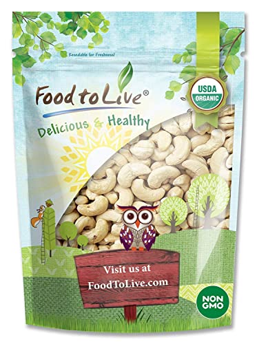 Food to Live - Organic Cashews, 2 Pounds Whole, Unsalted, Non-GMO, Kosher, Raw, Vegan, Bulk
