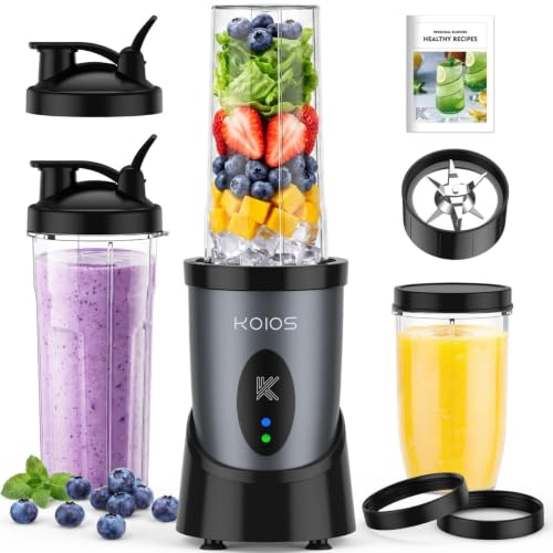 KOIOS Smoothie Blender Kitchen, 900W Personal Blenders with 3 To-Go Cups | (2) 23oz & 16oz Cups, Blend Smoothies Shakes 