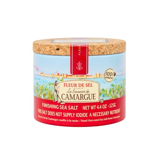 Le Saunier de Camargue Fleur de Sel – French Sea Salt Finishing Salt – Gourmet Hand-Harvested Flaky Salt in Resealable C