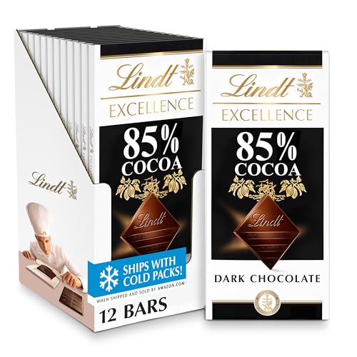 Lindt EXCELLENCE 85% Cocoa Dark Chocolate Bar, Dark Chocolate Candy, 3.5 oz. (12 Pack)