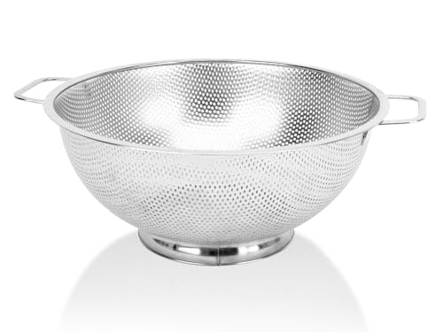 Colander for Kitchen, 3QT, Stainless Steel Colander Strainer with Handle for Fruits Vegetables Cooking Food, Dishwasher 