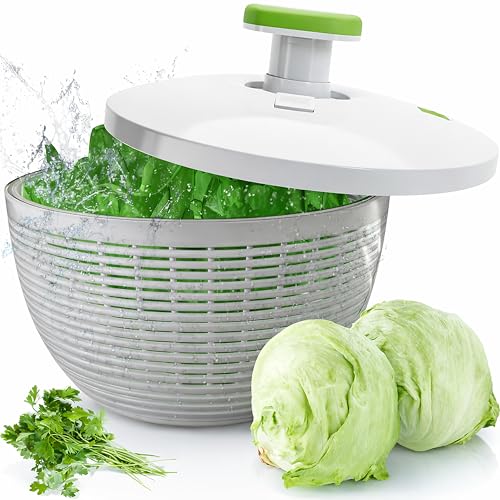 Brieftons Large 6.2-Quart Collapsible Salad Spinner: Manual One-Handed Pump Vegetable Washer Dryer Drainer Strainer, BPA